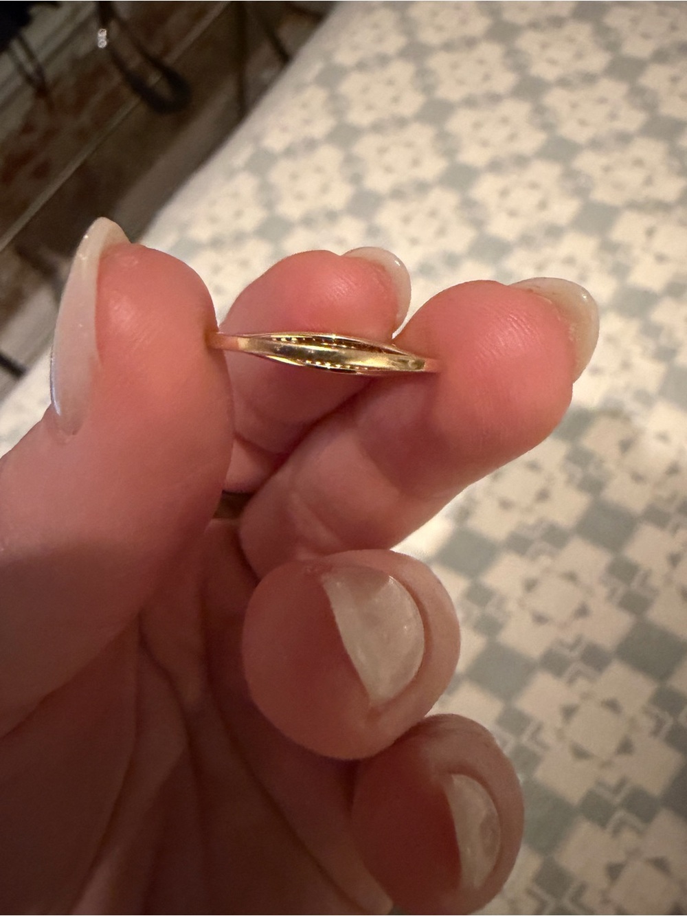 Gold Pave Diamond Slim Signet Ring - Picture 4 of 7